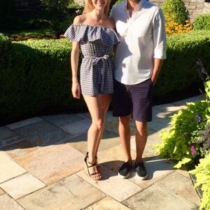 Black and white gingham romper